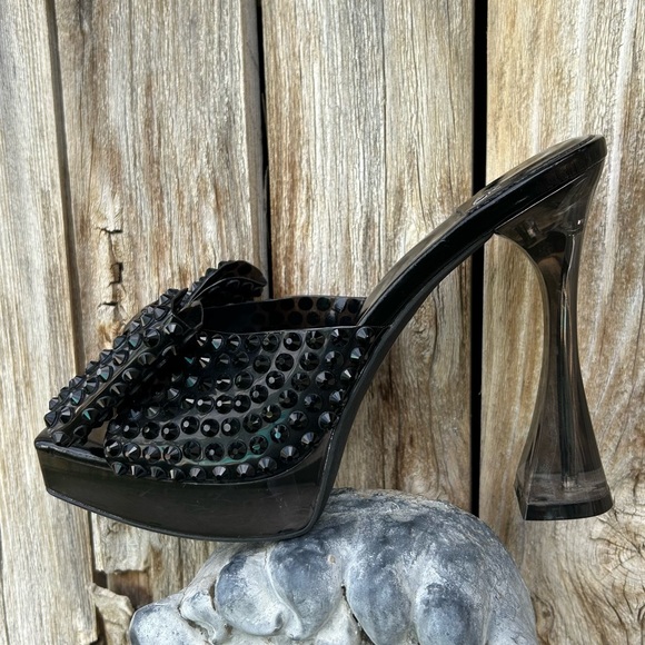 NWT Jeffrey Campbell Gemina Mule Stud Platform Slide Sandal Black 8 - Picture 2 of 16